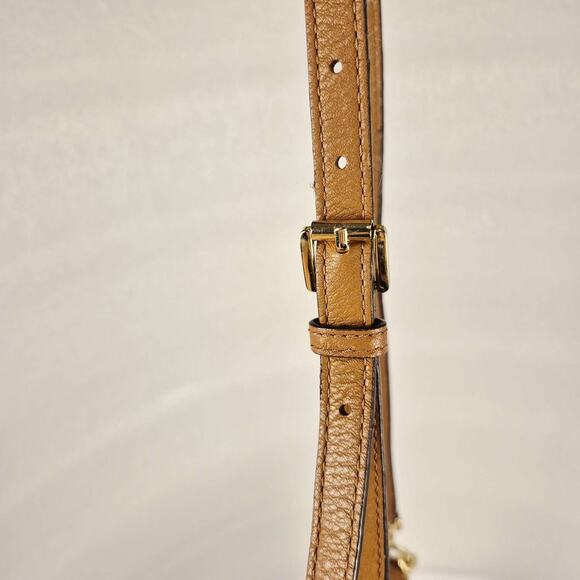 Michael Kors Bedford Handbag Purse Tassel Crossbody Tan Pebble Leather Gold - Picture 11 of 16